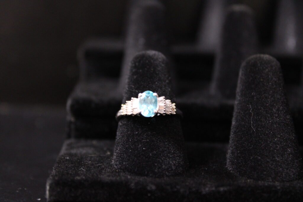 Sterling Silver Diamond Oval Cut Ring