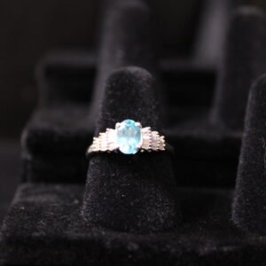 Sterling Silver Diamond Oval Cut Ring