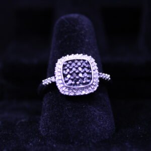 Diamond Sterling Silver Ring Square Setting