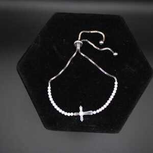 Sterling Silver Adjustable Cross Bolo Bracelet