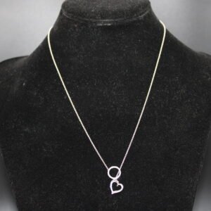 Sterling Silver Diamond Heart Loop Necklace