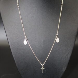 Sterling Silver Cross Necklace With Saint Pendants