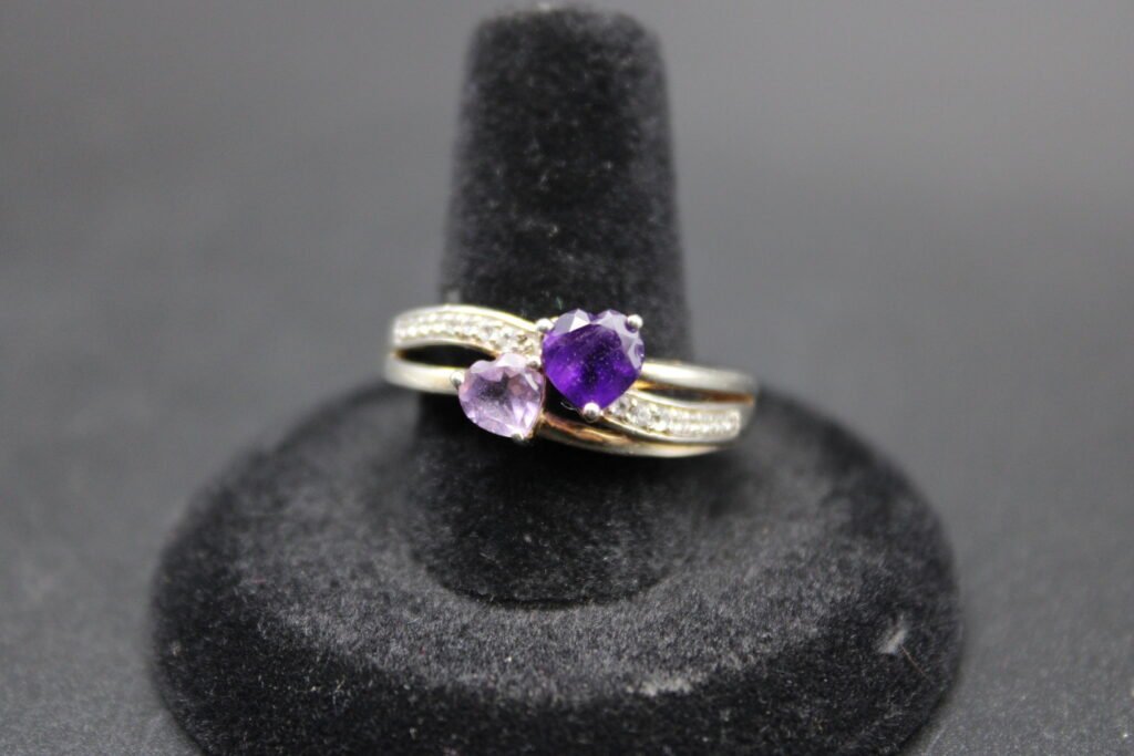 Sterling Silver Diamond Double Heart Ring