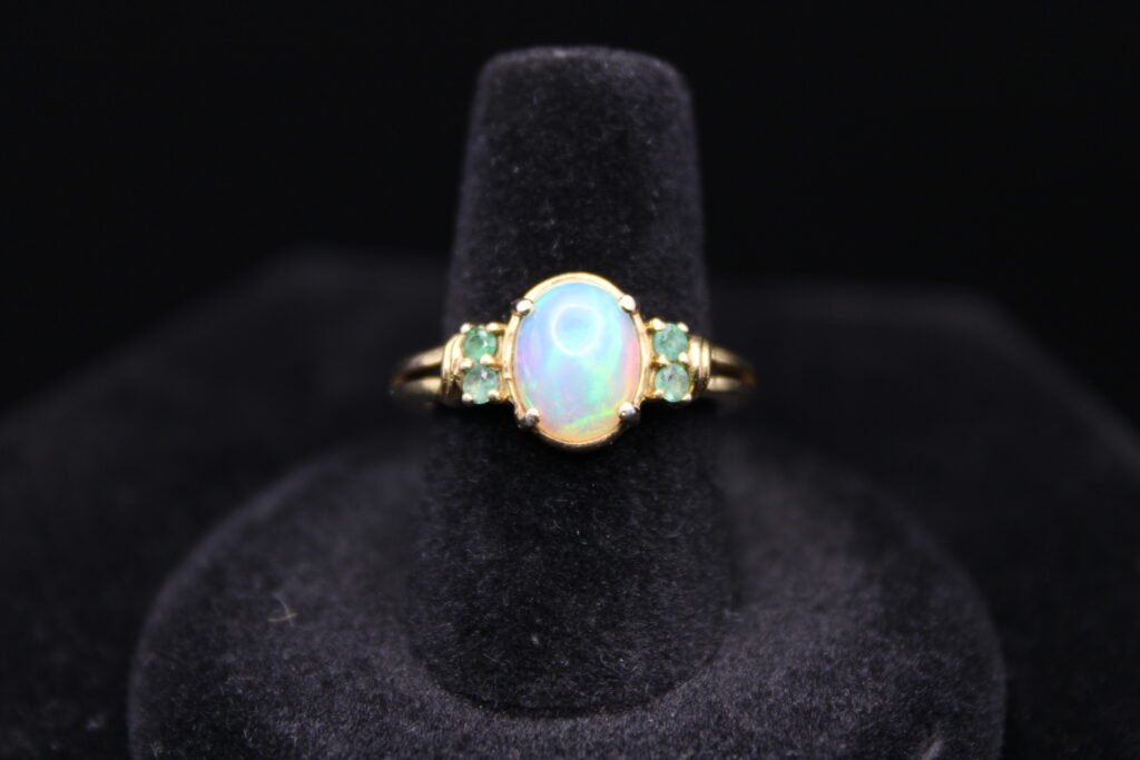 Sterling Silver Gold Tone Opal Ring