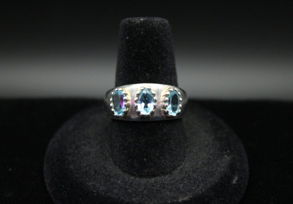 Sterling Silver Three-Stone Topaz Ring