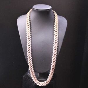 Men's Rose Toned Sterling Silver and Moissanite Chain