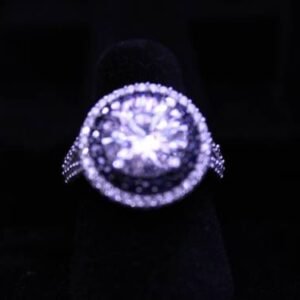 Moissanite And Sapphire Halo Ring