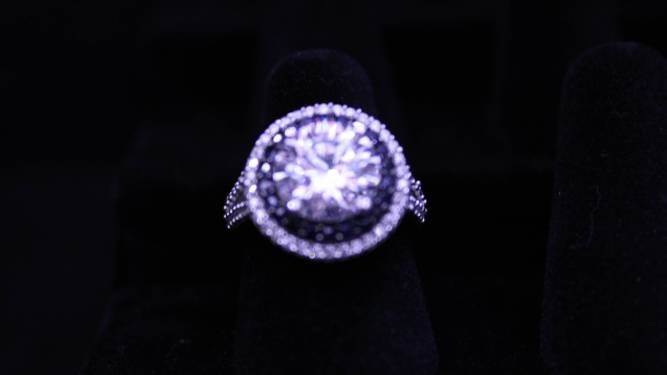 Moissanite And Sapphire Halo Ring