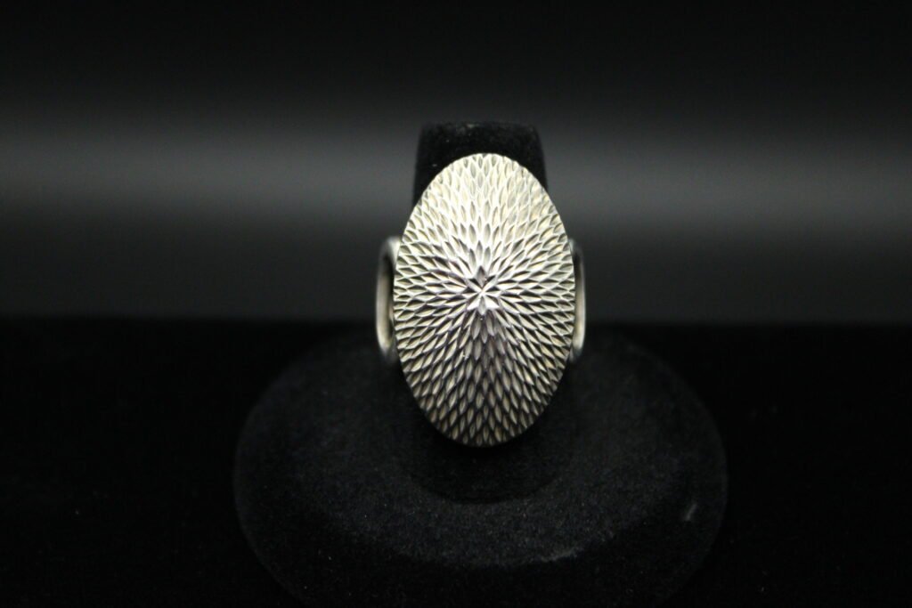 Sterling Silver Carved Oval Ring