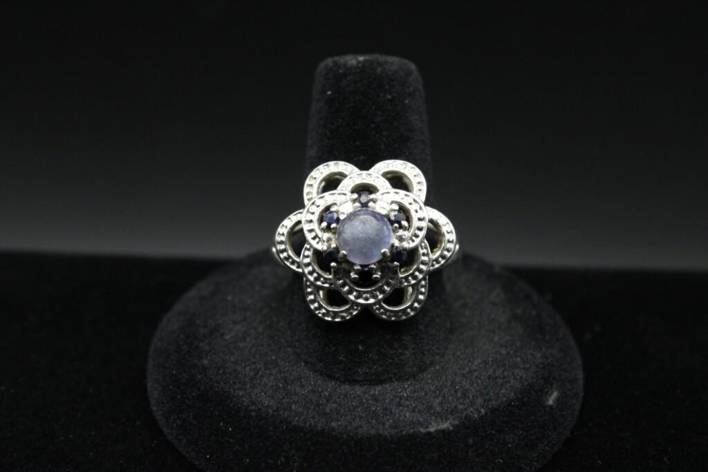 Sterling Silver Sapphire Flower Ring