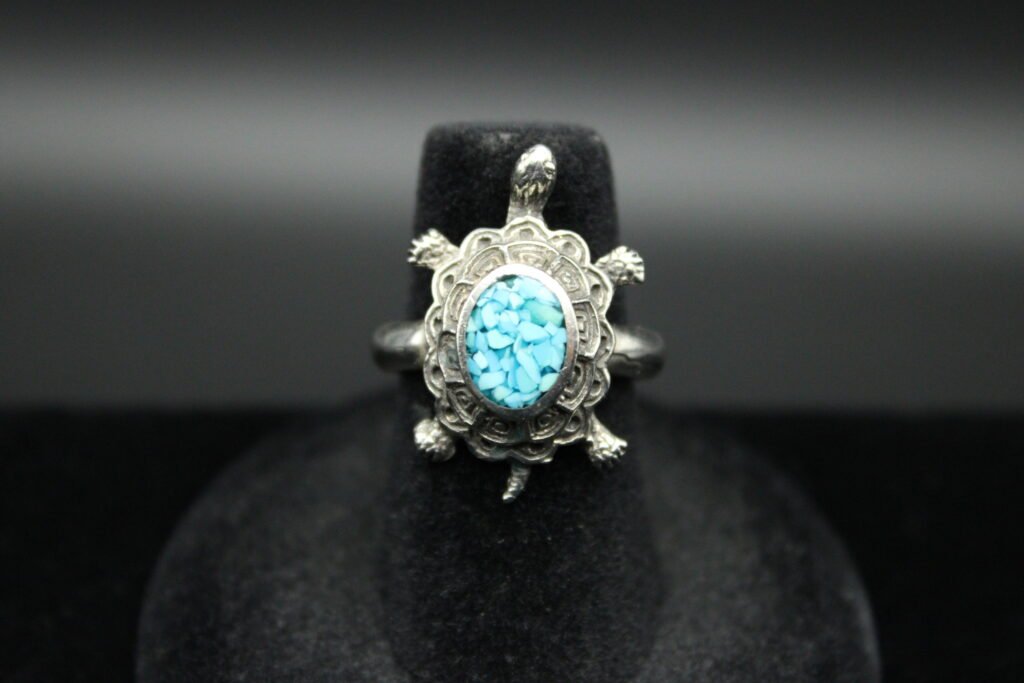 Sterling Silver Turquoise Turtle Ring