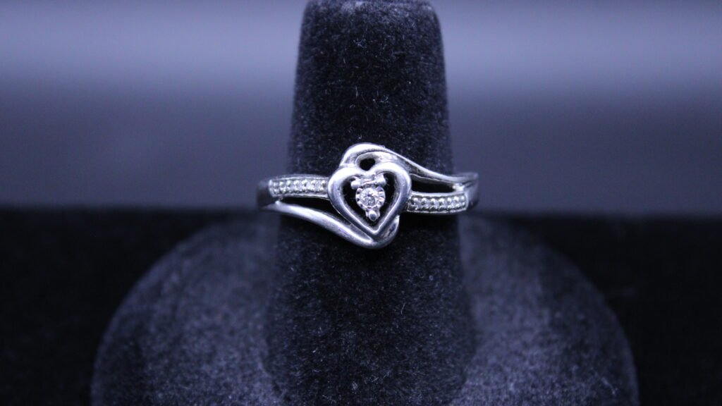 Sterling Silver Diamond Heart Ring