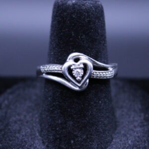 Sterling Silver Diamond Heart Ring