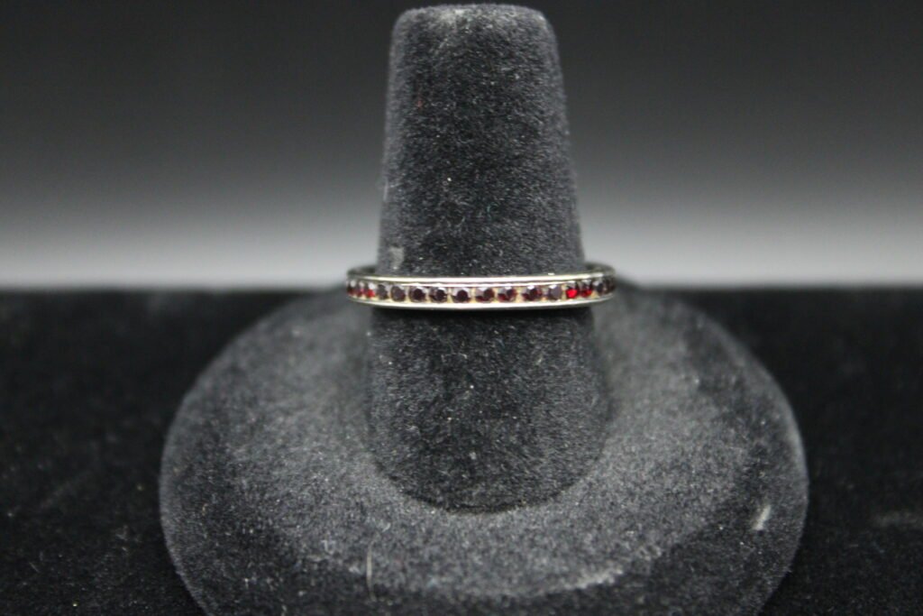Sterling Silver Red Stone Band