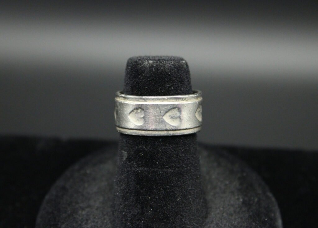 Sterling Silver Heart Stamped Band