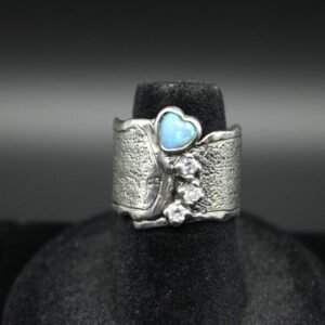 Sterling Silver Heart Shaped Opal Ring