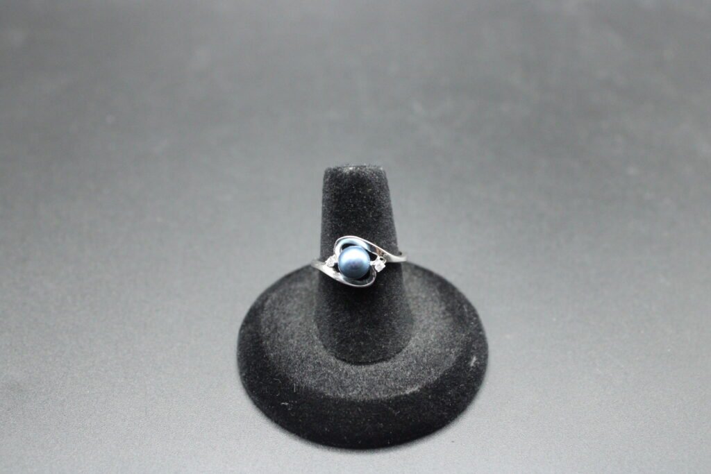 14kt White Gold Blue Akoya Pearl Ring