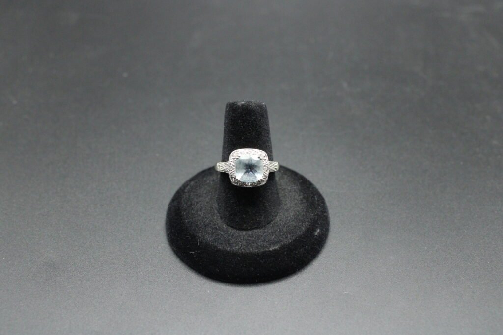 14kt White Gold Cushion Cut Halo Ring