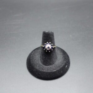 10kt Yellow Gold Diamond Sapphire Cluster Ring