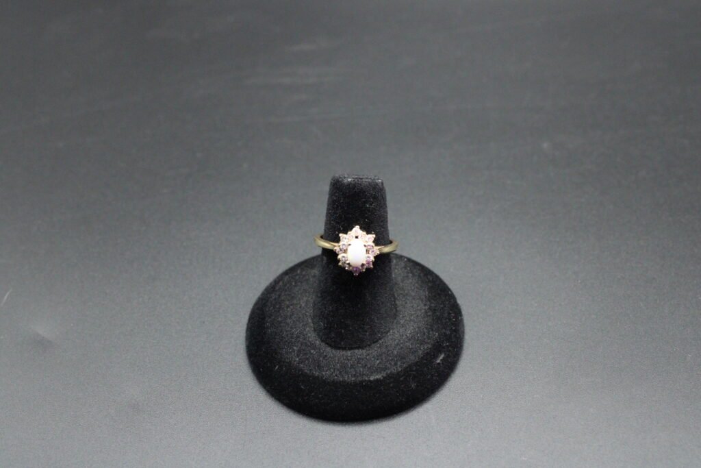 14kt Diamond and Opal Cluster Ring