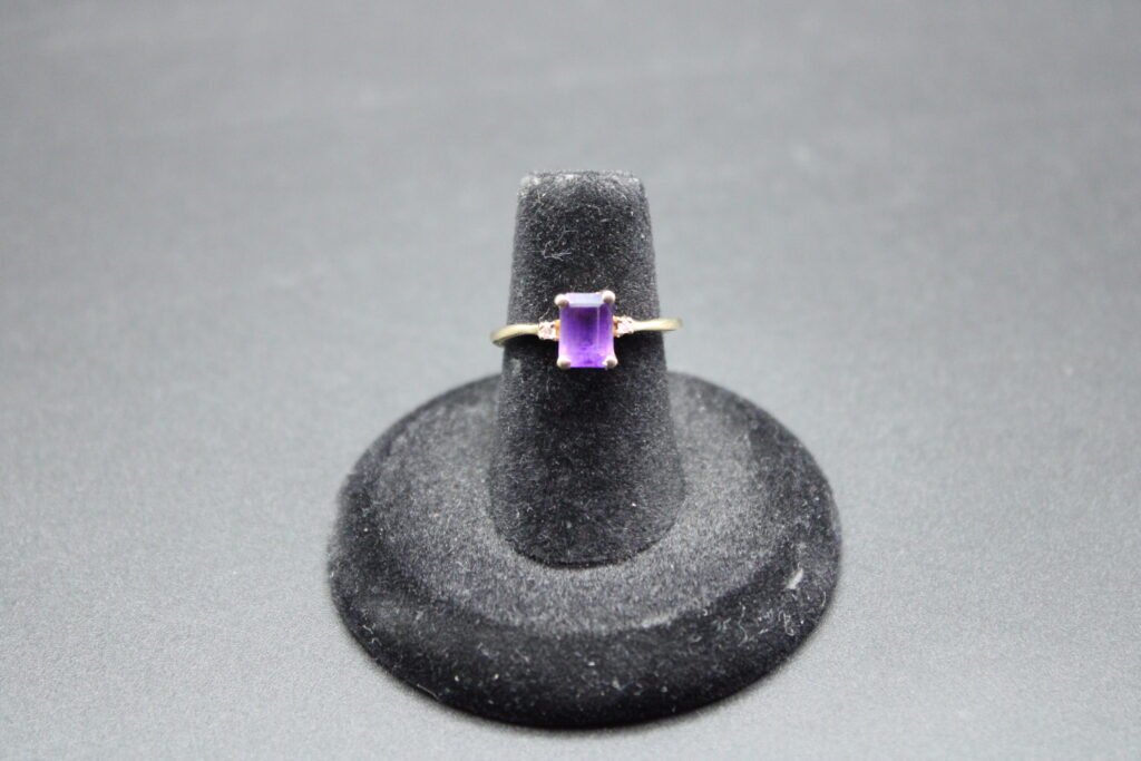 14kt Yellow Gold Emerald Cut Amethyst Ring