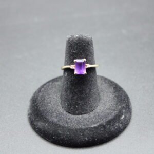 14kt Yellow Gold Emerald Cut Amethyst Ring