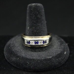 10kt Yellow Gold Diamond Sapphire Band