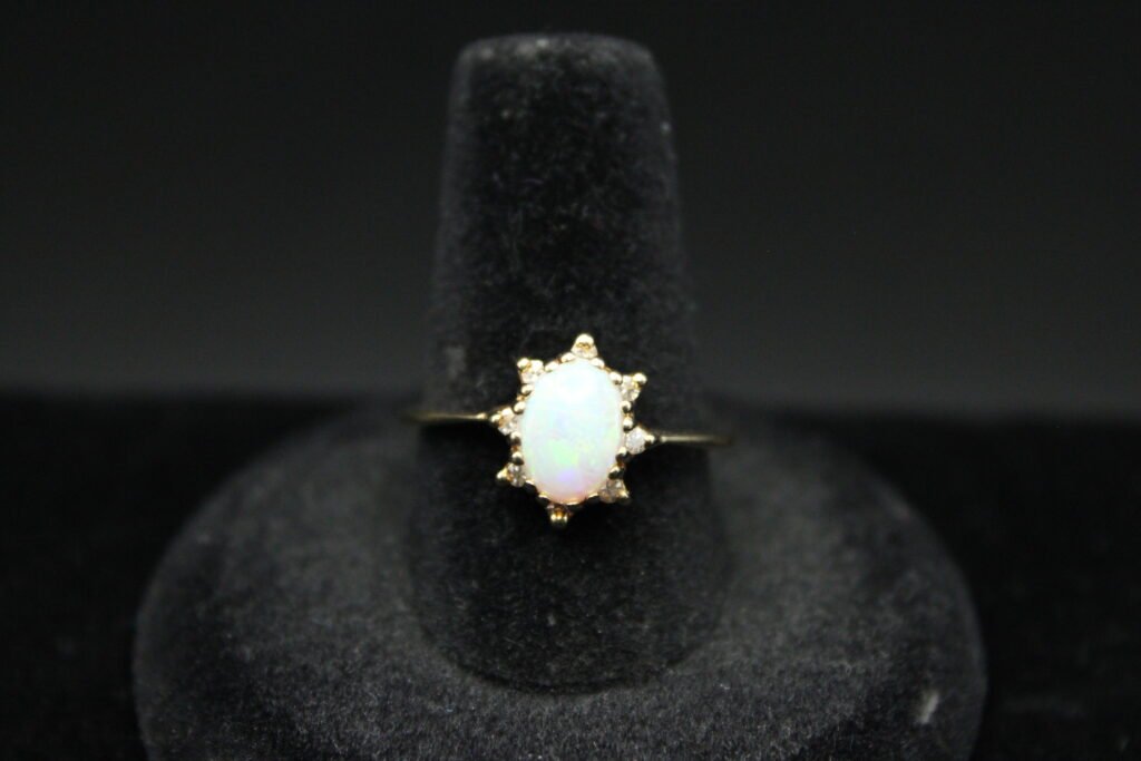 14kt Yellow Gold Opal Diamond Ring