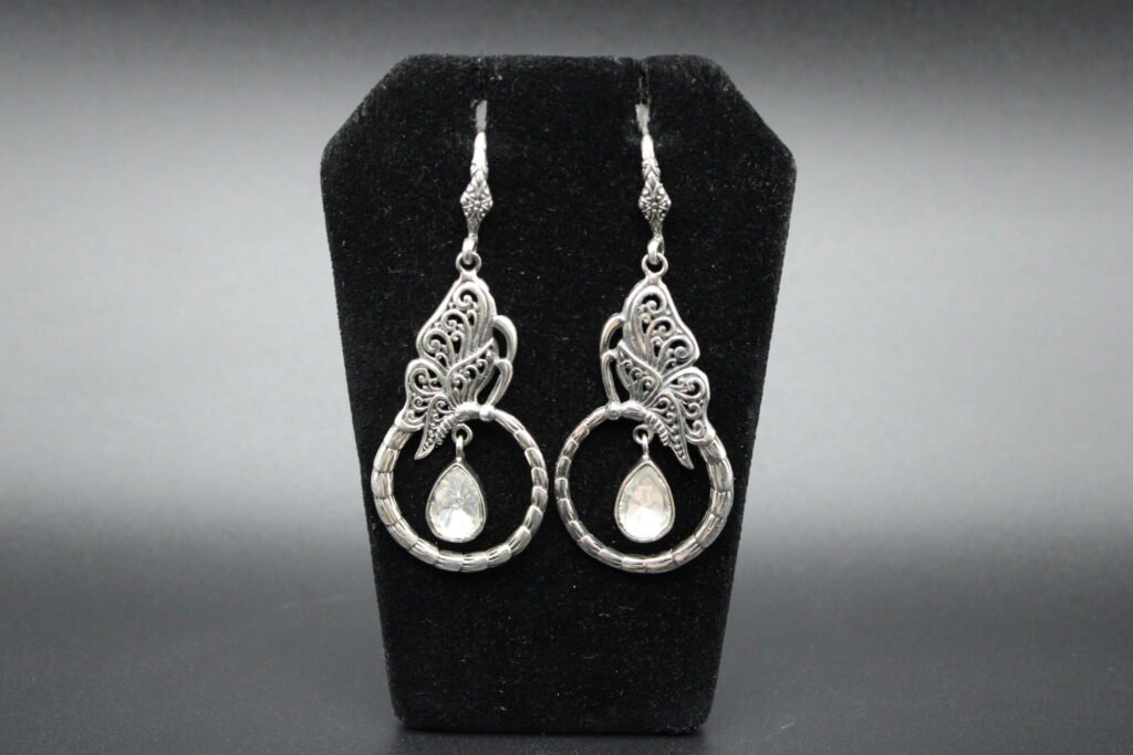 Sterling Silver and Moissanite Butterfly Earrings