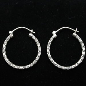 Sterling Silver Woven Chain Link Hoop Earrings