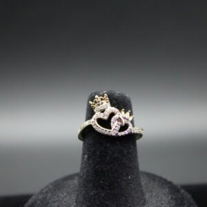 14kt Yellow Gold Diamond King Queen Heart Ring