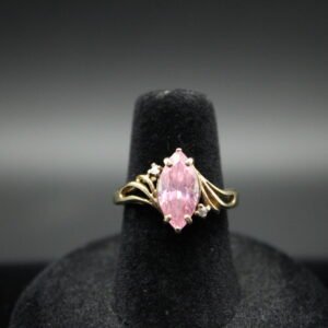 10kt Yellow Gold Ring with Marquise Cut Pink Stone