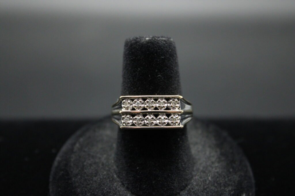 10kt Yellow Gold Two Row Diamond Ring