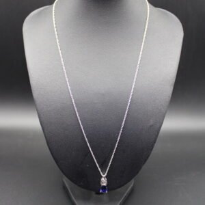 Sterling Silver Sapphire and Diamond Necklace and Ring Set