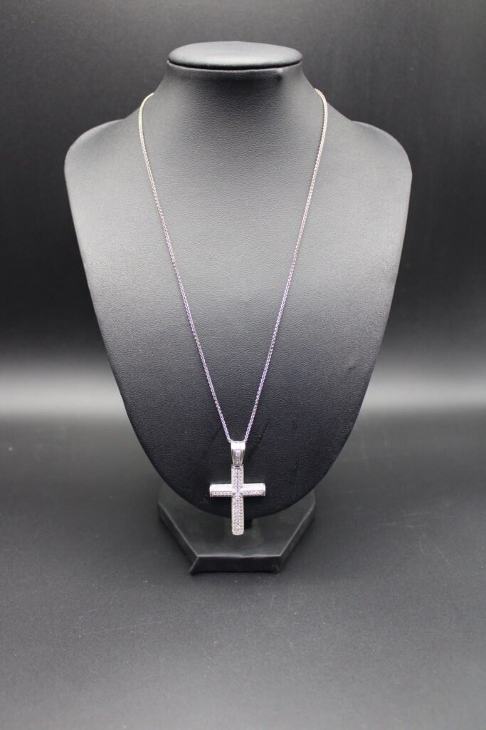 Sterling Silver Rope Chain with Cross Pendant