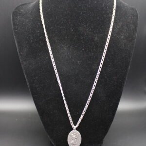 Sterling Silver Double Chain Link with Saint Christopher Pendant