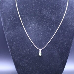 Sterling Silver Snake Chain with Green Teardrop Pendant
