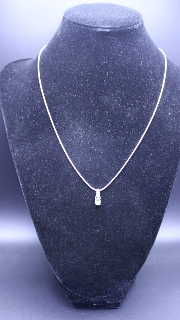 Sterling Silver Snake Chain with Green Teardrop Pendant