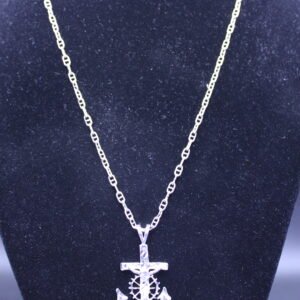 Sterling Silver Mariner Chain with Anchor Crucifix Pendant
