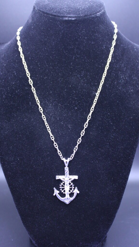 Sterling Silver Mariner Chain with Anchor Crucifix Pendant