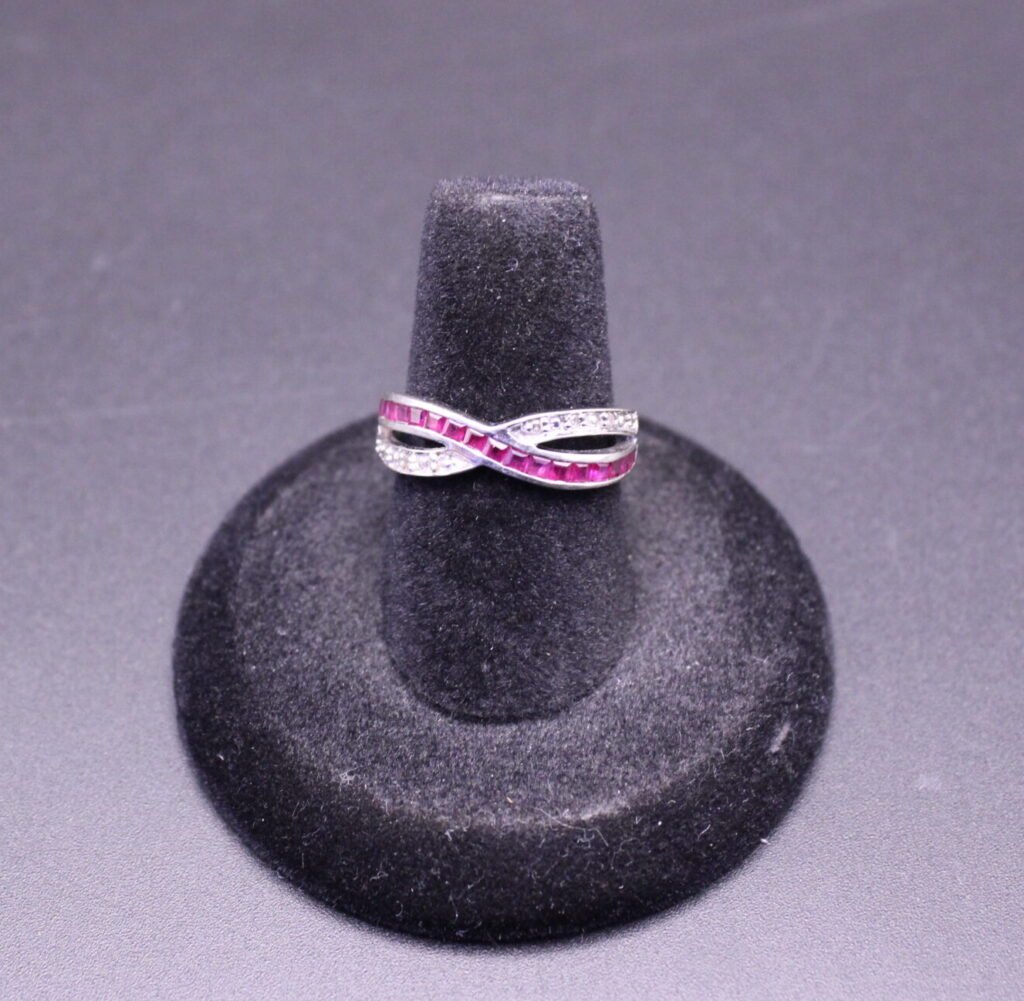 10KT White Gold Ruby Infinity Ring