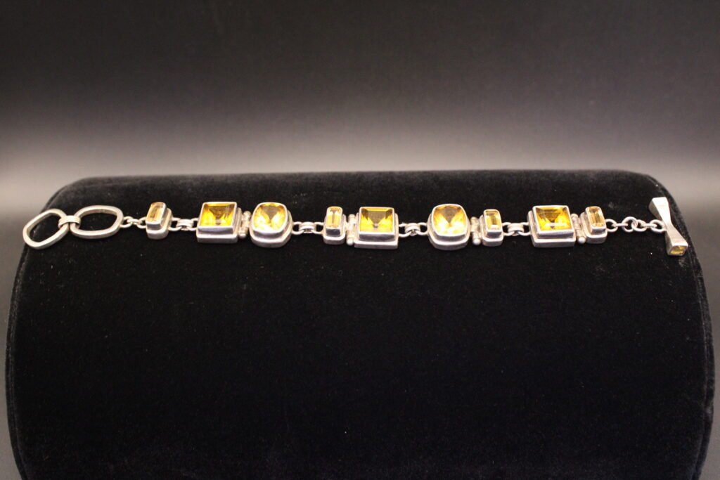 Sterling Silver and Orange Stone Bracelet