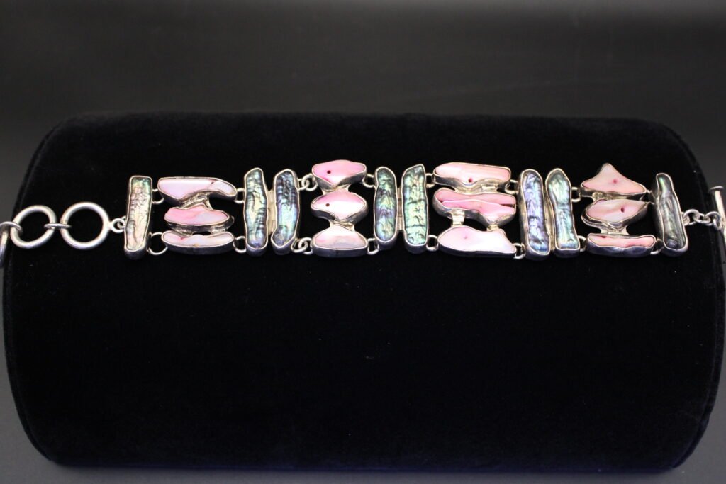 925 Sterling Silver Bracelet 9" Abalone Shell Bracelet
