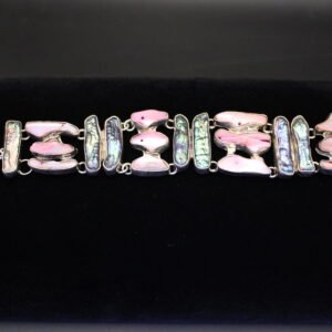 925 Sterling Silver Bracelet 9" Abalone Shell Bracelet