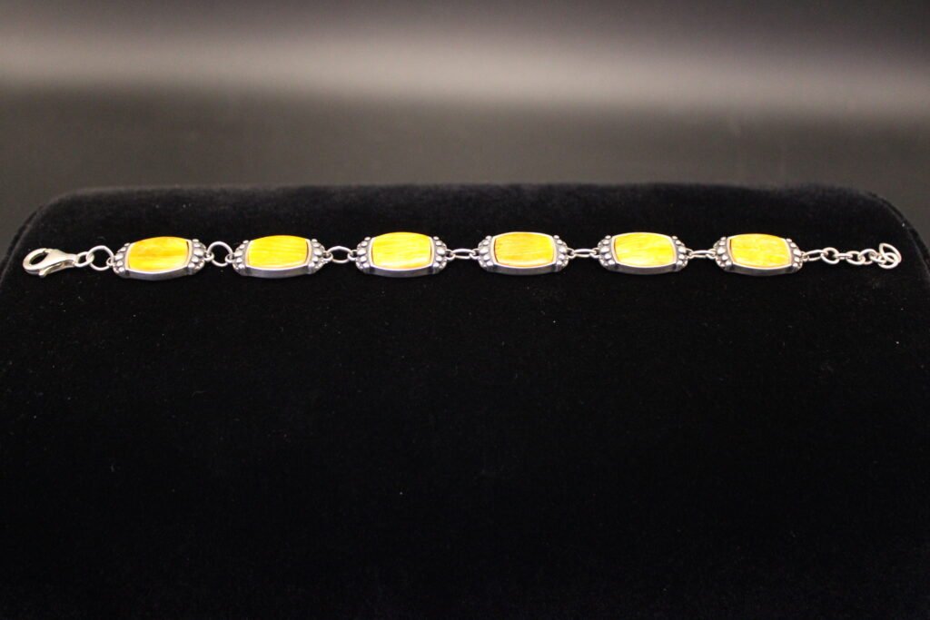 Navajo Sterling Silver and Orange Stone Bracelet