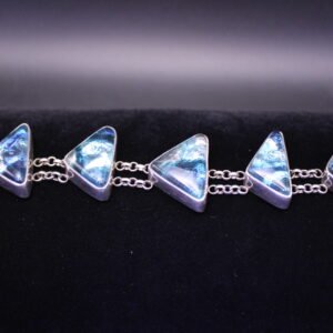Sterling Silver and Blue Glitter Stone Bracelet