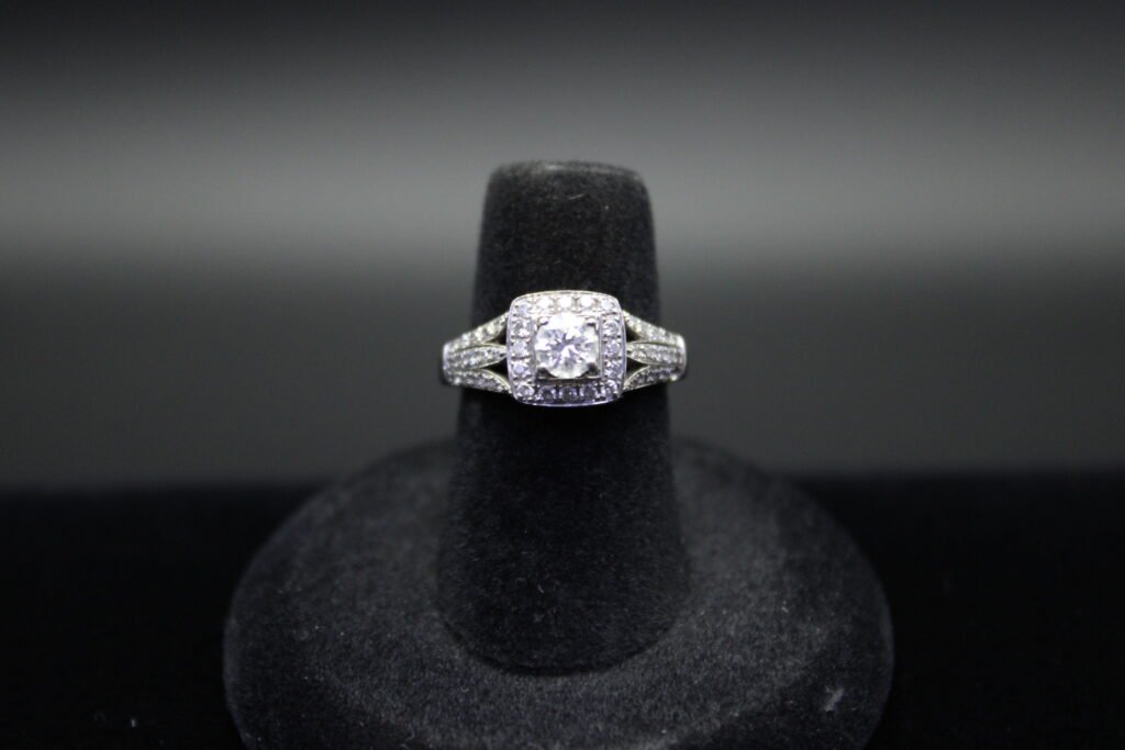 14kt White Gold Diamond Halo Engagement Ring