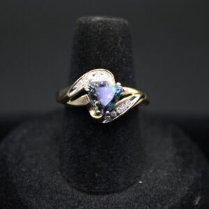10kt Yellow Gold Mystic Topaz Diamond Ring
