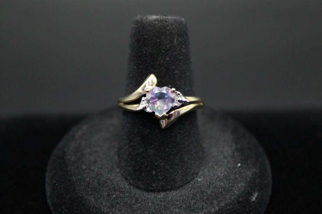 10kt Yellow Gold Heart Shaped Mystic Topaz Ring