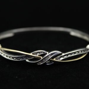 10kt Yellow Gold Diamond Two Tone Bangle Bracelet